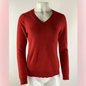 Charter Club Womens Sz S 100% Cashmere V Neck Sweater Red Lightweight Pullon
